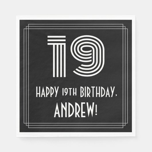 19e verjaardag: Art Deco Geïnspireerde look "19" + Servet (Voorkant)