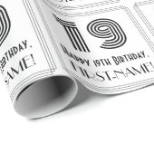 19e verjaardag: Art Deco Geïnspireerde Stijl "19"  Cadeaupapier (Rol Hoek)