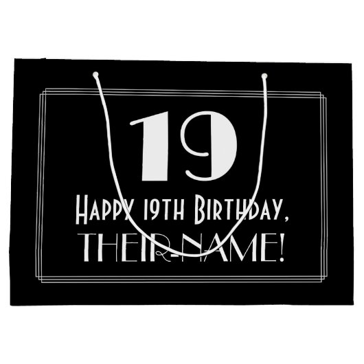 19e verjaardag: Art Deco geïnspireerde stijl "19", Groot Cadeauzakje (Achterkant)