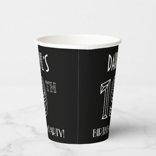19e verjaardag: Art Deco Style + aangepaste naam Papieren Bekers (Rechts)