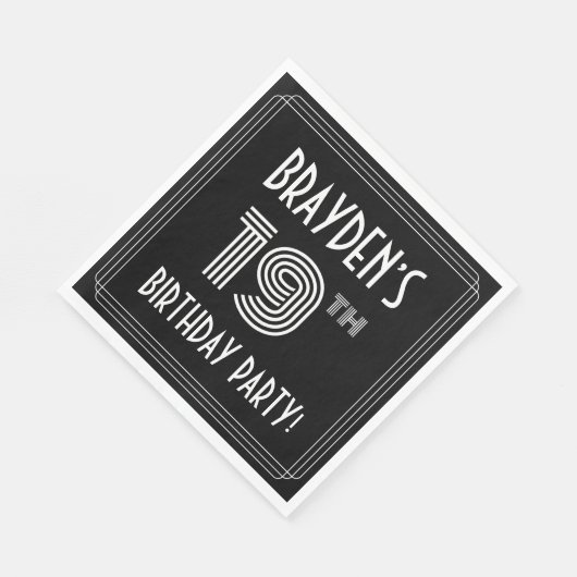 19e verjaardag: Art Deco Style + aangepaste naam Servet (Hoek)