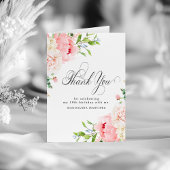 19e Verjaardag Blush Pink Peony Bloemen Gevouwen Bedankkaart
