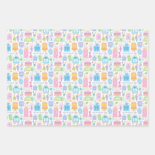19e verjaardag Cadeaus van de roze pastel Inpakpapier Vel (Voorkant)