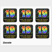 19e verjaardag: Colorful Music Symbols, Rainbow 19 Vierkante Sticker (Vel)