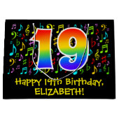 19e verjaardag - Colorful Music Symbols, Rainbow 1 Groot Cadeauzakje (Voorkant)