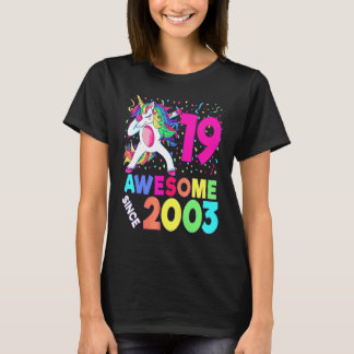 19e verjaardag Dabbing Unicorn Feest  19 Jaar Oud T-shirt