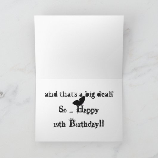 19e verjaardag, dochter, vlinder, zwart en wit. kaart (Binnen)