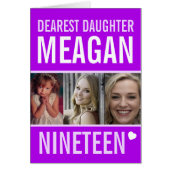 19e verjaardag drie foto's paarse dochter Daughter