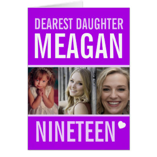 19e verjaardag drie foto's paarse dochter Daughter