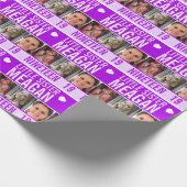 19e verjaardag drie foto's paarse kleine zusje cadeaupapier (Hoek)