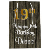 19e verjaardag: Elegant Faux Gold Kijk #, Faux Woo Medium Cadeauzakje (Voorkant)