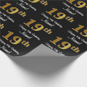 19e verjaardag: Elegant luxe Faux Gold-look # Cadeaupapier (Hoek)