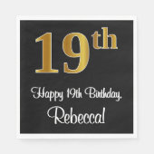 19e verjaardag ~ Elegant Luxe Faux Gold Look # Servet (Voorkant)