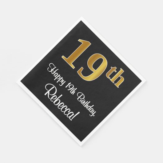 19e verjaardag ~ Elegant Luxe Faux Gold Look # Servet (Hoek)