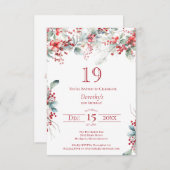 19e Verjaardag Elegante Winter Berry Botanical Kaart (Voorkant / Achterkant)