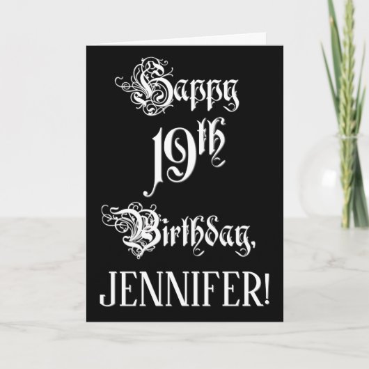 19e verjaardag: Fancy, elegant script + aangepaste Kaart (Voorkant)