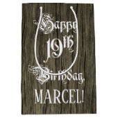 19e verjaardag: Fancy, Faux Wood Kijk + Aangepaste Medium Cadeauzakje (Voorkant)