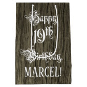 19e verjaardag: Fancy, Faux Wood Kijk + Aangepaste Medium Cadeauzakje (Achterkant)