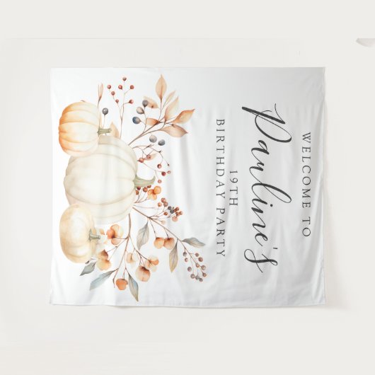 19e Verjaardag Feest Herfst Pompoen Bladeren Wandkleed (Voorkant (horizontaal))