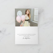 19e Verjaardag Foto Roze Bow Wildflower Gevouwen Bedankkaart (Binnen)