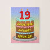 19e verjaardag: Fun Cake and Candles + Custom Name Legpuzzel (Verticaal)