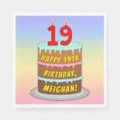 19e verjaardag: Fun Cake and Candles + Custom Name Servet (Voorkant)