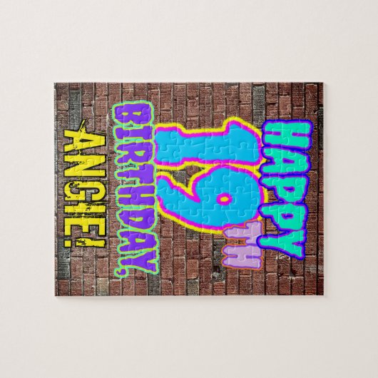 19e verjaardag ~ Fun, door Urban Graffiti geïnspir Legpuzzel (Horizontaal)