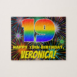 19e verjaardag: Fun, kleurrijk gevuurwerk Legpuzzel