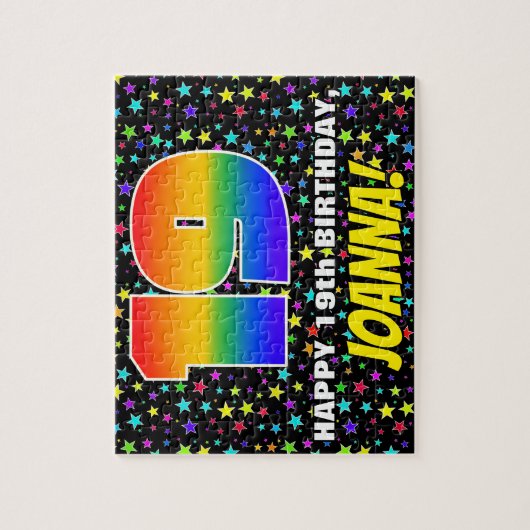 19e verjaardag — Fun, kleurrijk Star Field Pattern Legpuzzel (Verticaal)