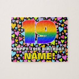 19e verjaardag — Fun, liefhebbende hartvormen + "1 Legpuzzel