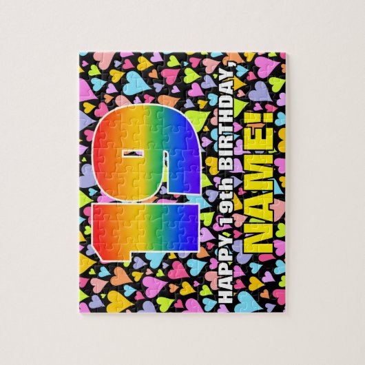 19e verjaardag — Fun, liefhebbende hartvormen + "1 Legpuzzel (Verticaal)