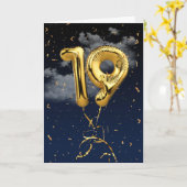 19e verjaardag Gold Mylar ballon en Confetti Card Kaart (Gele Bloem)