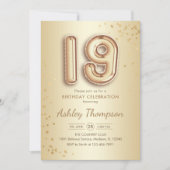 19e verjaardag - Gouden ballonnen Kaart (Voorkant)