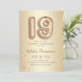 19e verjaardag - Gouden ballonnen Kaart (Staand voorkant)