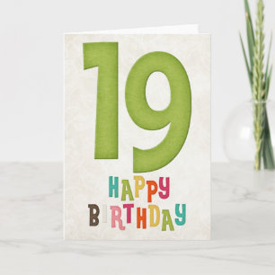 19e verjaardag Happy Birthday Kaart Design 3