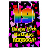 19e verjaardag: Heatpatroon liefhebbend, regenboog Medium Cadeauzakje (Achterkant)