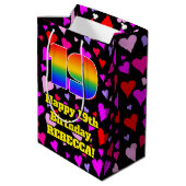 19e verjaardag: Heatpatroon liefhebbend, regenboog Medium Cadeauzakje (Achterkant Gekanteld)