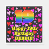 19e verjaardag: Heatpatroon liefhebbend, regenboog Servet (Voorkant)