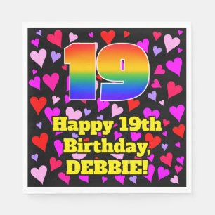 19e verjaardag: Heatpatroon liefhebbend, regenboog Servet