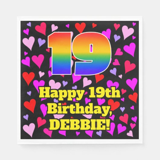 19e verjaardag: Heatpatroon liefhebbend, regenboog Servet (Voorkant)