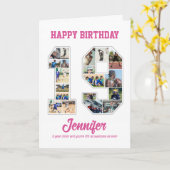 19e verjaardag Jubileum nummer 19 fotocollage Kaart (Gele Bloem)