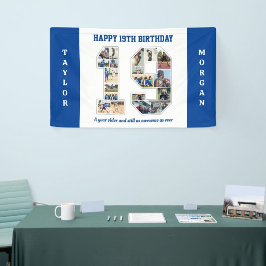 19e verjaardag Jubileum nummer 19 fotocollage Spandoek (Beurs)