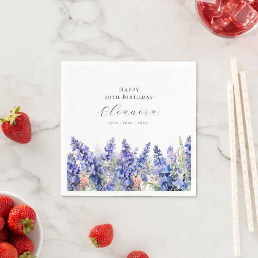 19e Verjaardag Juli Geboortebloem Larkspur Custom Servet (Insitu)