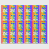 19e verjaardag: kleurrijk, vun regenboogpatroon #  cadeaupapier (Vlak)