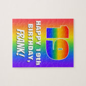 19e verjaardag: kleurrijk, vun regenboogpatroon # legpuzzel (Horizontaal)