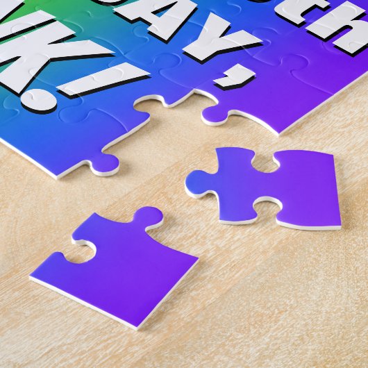 19e verjaardag: kleurrijk, vun regenboogpatroon # legpuzzel (Zijkant)