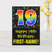 19e verjaardag: kleurrijke muzieksymbolen + regenb kaart (Gele Bloem)