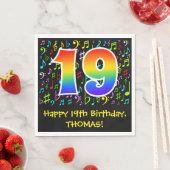 19e verjaardag - Kleurrijke muzieksymbolen, Regenb Servet (Insitu)