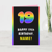 19e verjaardag: kleurrijke regenboog # 19, Naam va Kaart (Voorkant)
