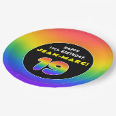 19e verjaardag: kleurrijke regenboog # 19, Naam va Papieren Bordje (Gekanteld)